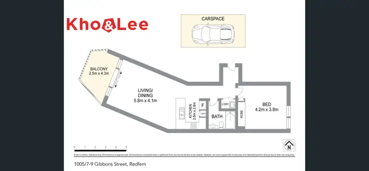 Floorplan of Homely apartment listing, 1005/7-9 Gibbons Street, Redfern NSW 2016