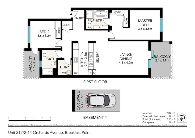 Floorplan of Homely apartment listing, 212/2-14 Orchards Avenue, Breakfast Point NSW 2137