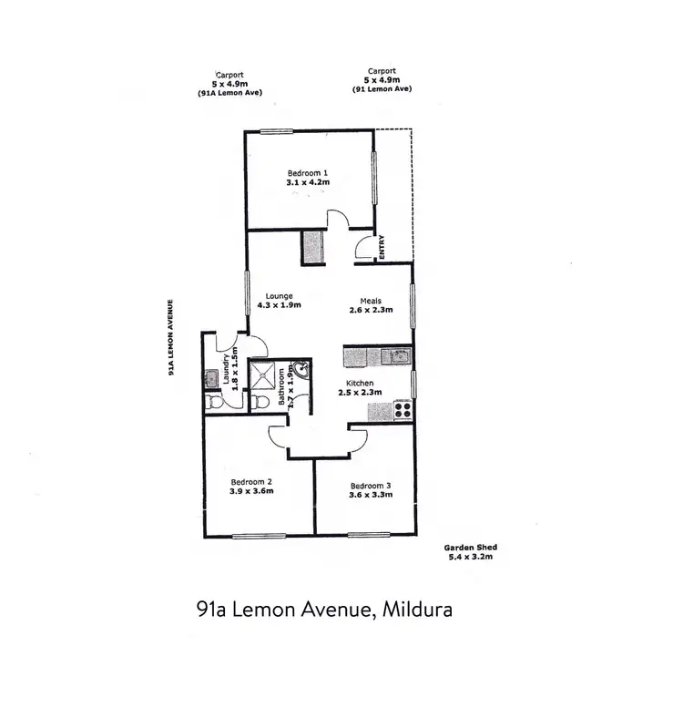 Floorplan of Homely unit listing, 91a Lemon Avenue, Mildura VIC 3500