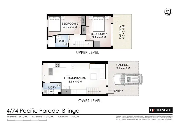 Floorplan of Homely unit listing, 4/74 Pacific Parade, Bilinga QLD 4225