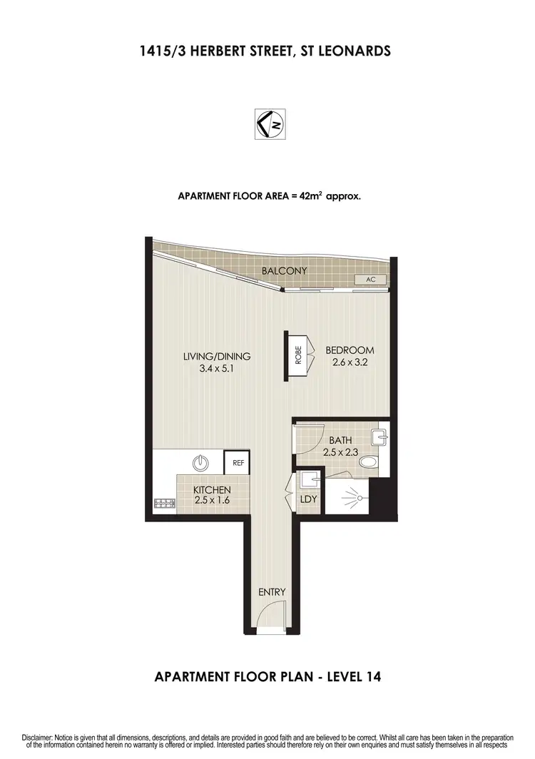 Floorplan of Homely apartment listing, 1415/3 Herbert Street, St Leonards NSW 2065