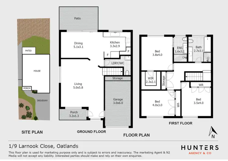 Floorplan of Homely semi-detached listing, 1/9 Larnook Close, Oatlands NSW 2117