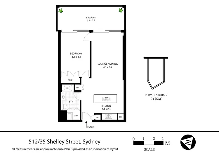 Floorplan of Homely apartment listing, 512/35 Shelley Street, Sydney NSW 2000