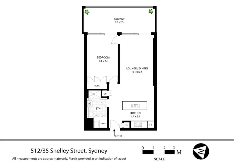 Floorplan of Homely apartment listing, 512/35 Shelley Street, Sydney NSW 2000