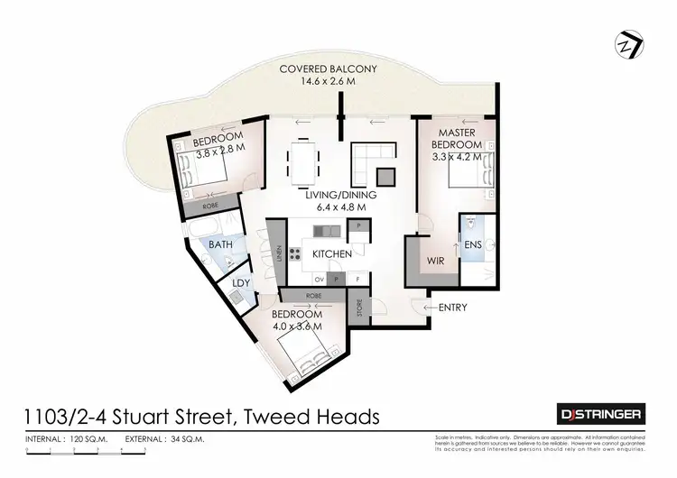 Floorplan of Homely unit listing, 1103/2-4 Stuart Street, Tweed Heads NSW 2485