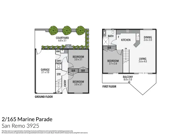 Floorplan of Homely townhouse listing, 2/165 Marine Parade, San Remo VIC 3925