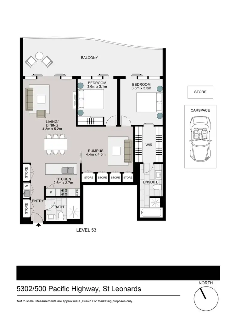 Floorplan of Homely apartment listing, 5302/500 Pacific Highway, St Leonards NSW 2065
