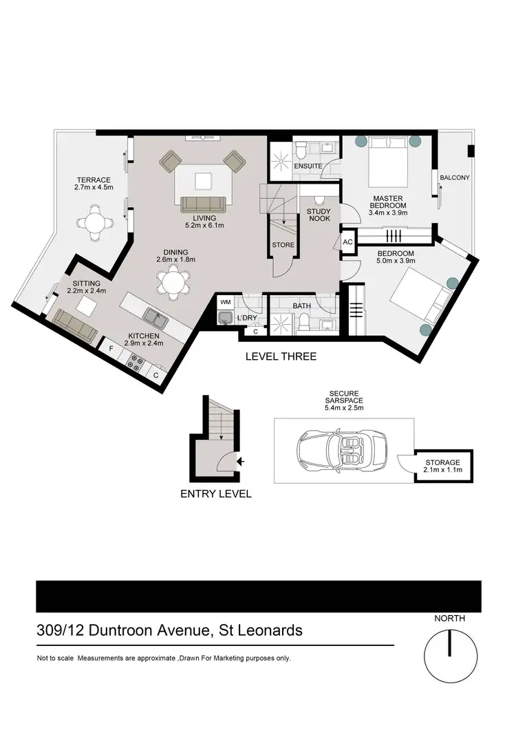 Floorplan of Homely apartment listing, 309/12 Duntroon Avenue, St Leonards NSW 2065