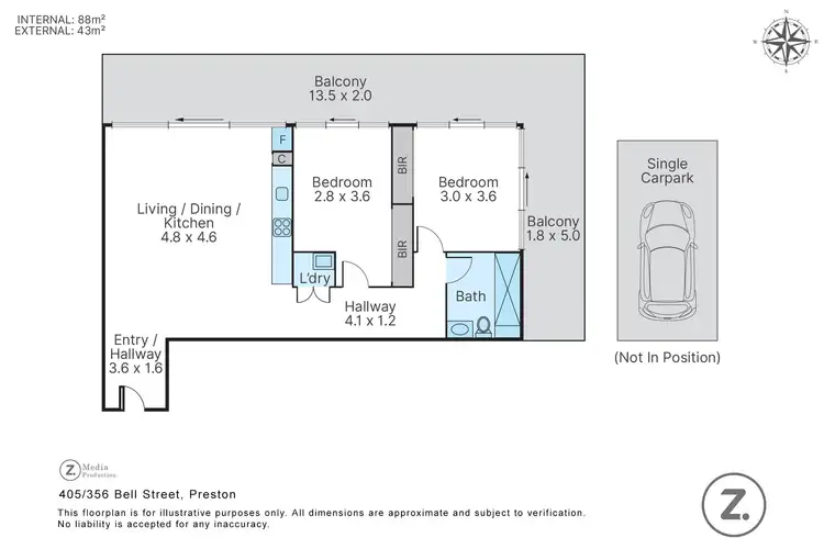 Floorplan of Homely apartment listing, 405/356 Bell Street, Preston VIC 3072