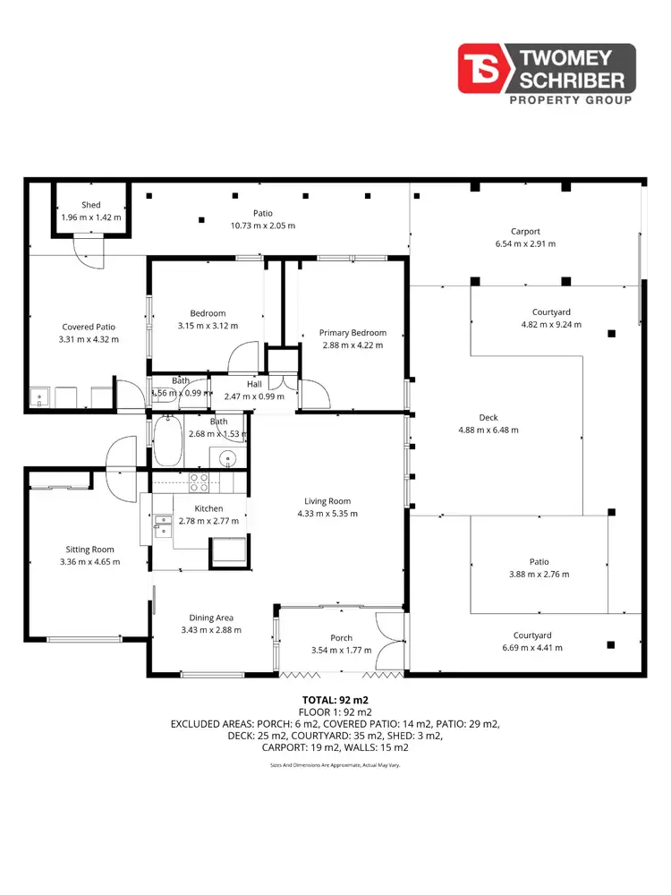 Floorplan of Homely semi-detached listing, 1/121 Kamerunga Road, Freshwater QLD 4870