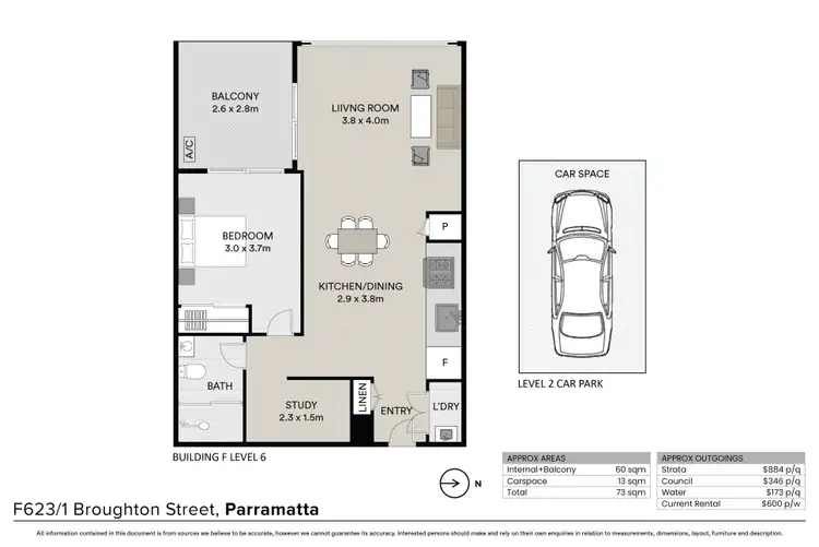Floorplan of Homely apartment listing, 623/1 Broughton Street, Parramatta NSW 2150