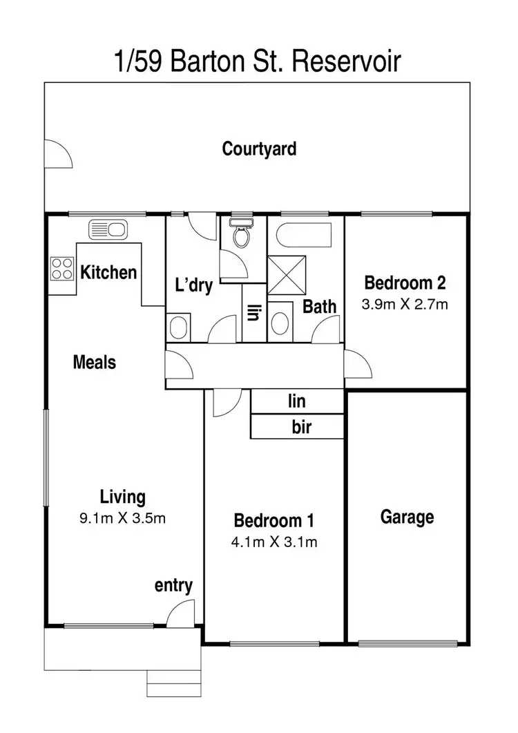 Floorplan of Homely unit listing, 1/59 Barton Street, Reservoir VIC 3073
