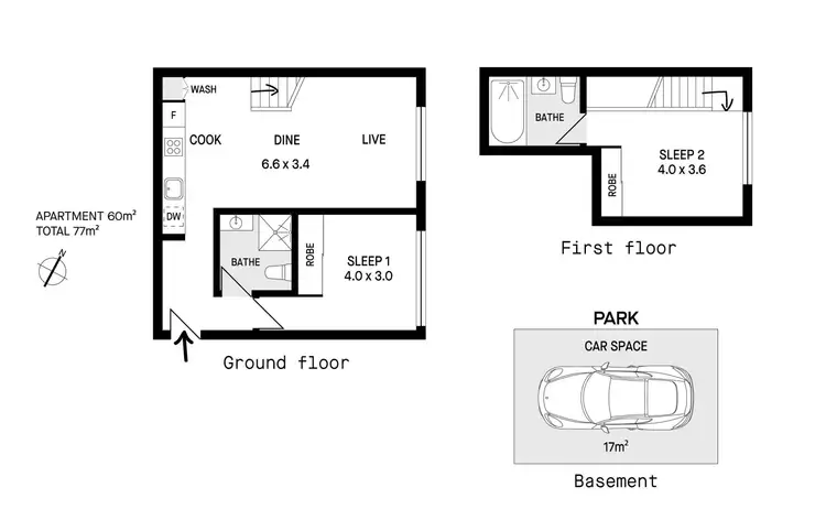 Floorplan of Homely apartment listing, 1/43-57 Mallett Street, Camperdown NSW 2050