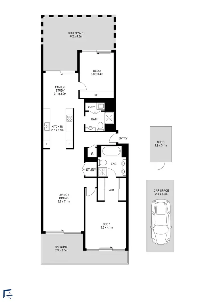 Floorplan of Homely apartment listing, 14/4 Tambua Street, Pyrmont NSW 2009