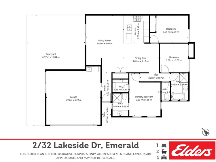 Floorplan of Homely semi-detached listing, 2/32 Lakeside Drive, Emerald QLD 4720
