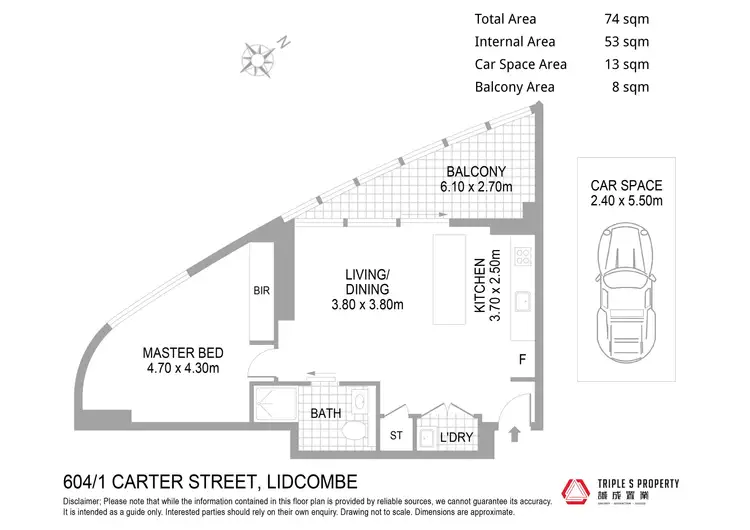 Floorplan of Homely apartment listing, 604/1 Carter Street, Lidcombe NSW 2141