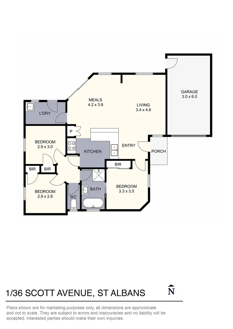 Floorplan of Homely unit listing, 1/36 Scott Avenue, St Albans VIC 3021