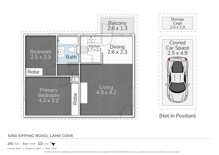 Floorplan of Homely apartment listing, 6/60 Epping Road, Lane Cove NSW 2066