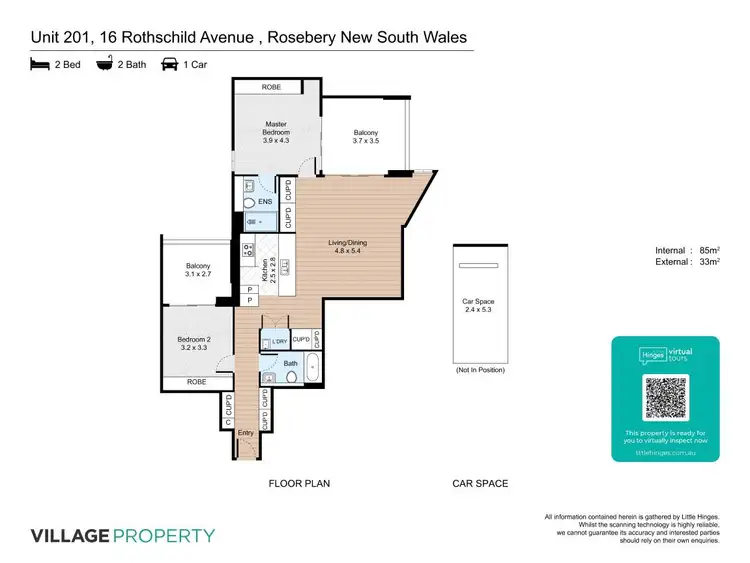 Floorplan of Homely apartment listing, 201/16 Rothschild Avenue, Rosebery NSW 2018