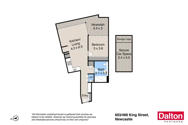 Floorplan of Homely apartment listing, 603/466 King Street, Newcastle West NSW 2302