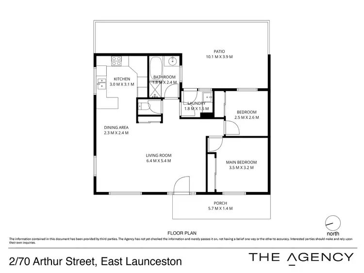 Floorplan of Homely unit listing, 2/70 Arthur Street, East Launceston TAS 7250