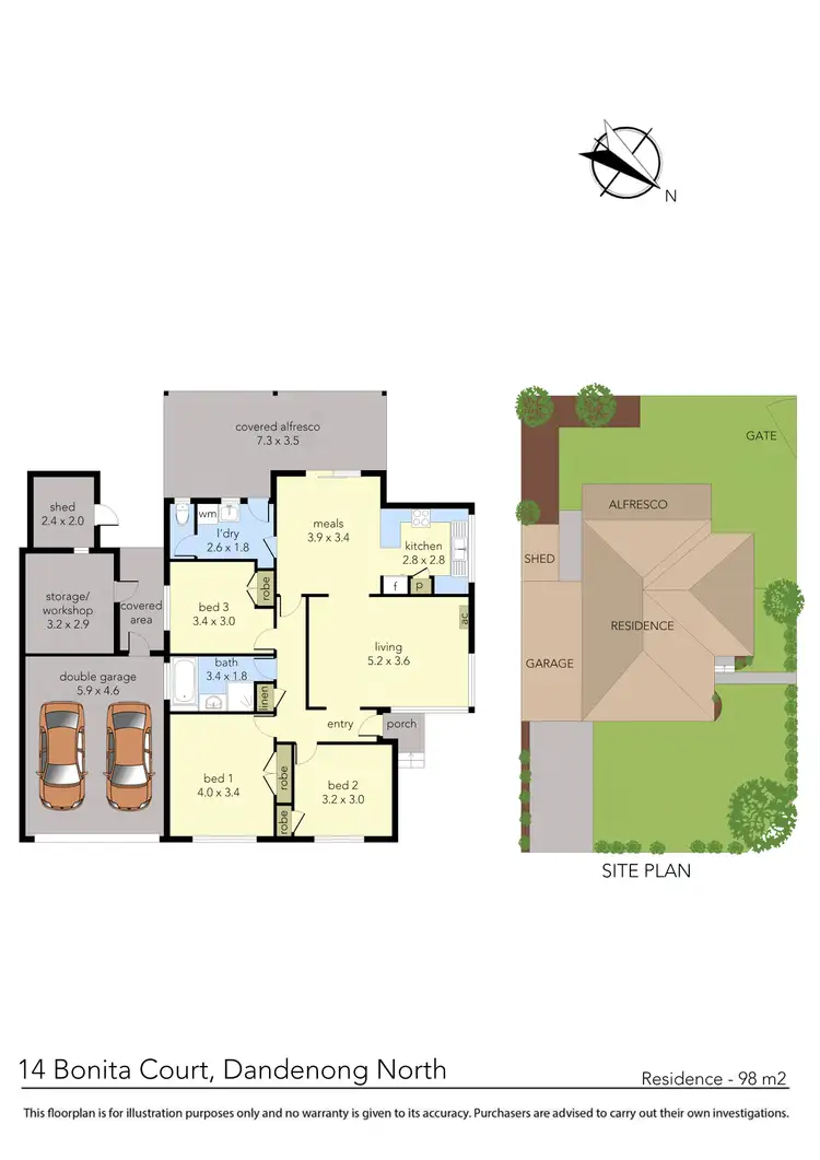 Floorplan of Homely house listing, 14 Bonita Court, Dandenong North VIC 3175