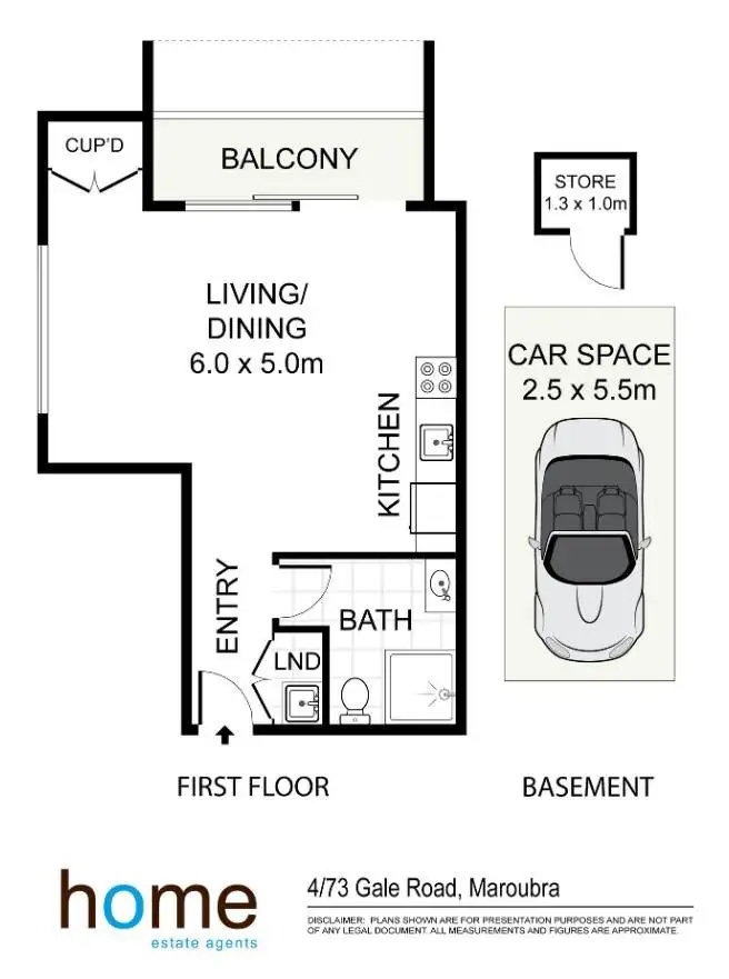 Floorplan of Homely studio listing, 4/73 Gale Road, Maroubra NSW 2035