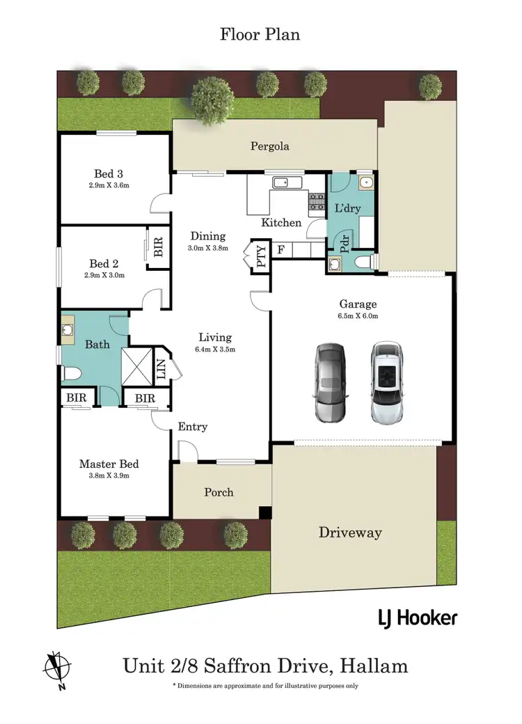 Floorplan of Homely unit listing, 2/8 Saffron Drive, Hallam VIC 3803
