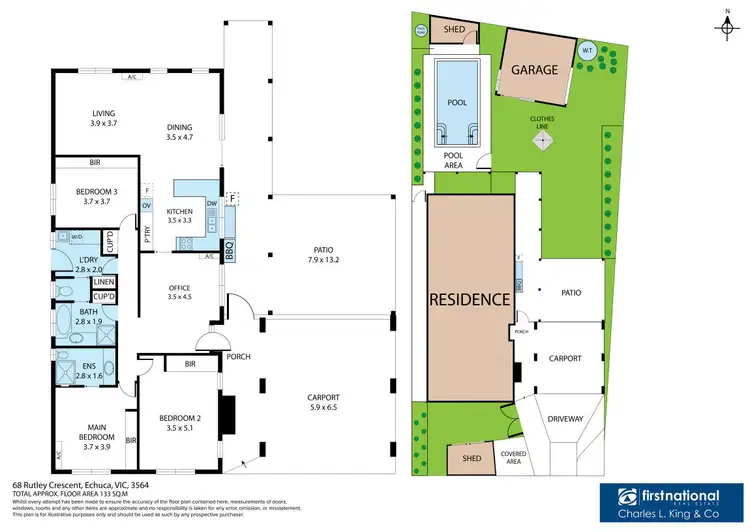 Floorplan of Homely house listing, 65 Rutley Crescent, Echuca VIC 3564