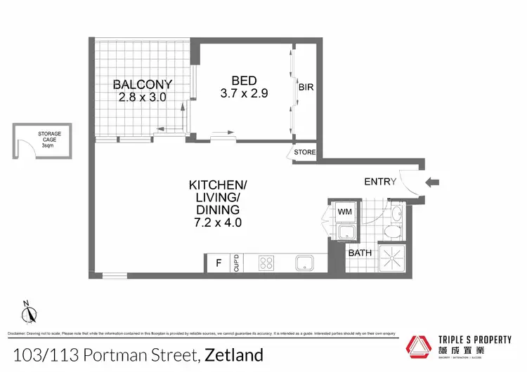 Floorplan of Homely apartment listing, 103/113 Portman Street, Zetland NSW 2017