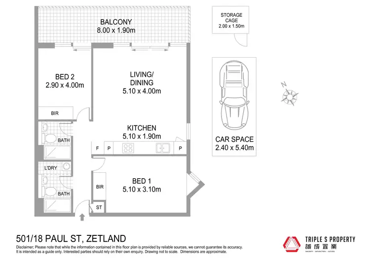 Floorplan of Homely apartment listing, 501/18 Paul Street, Zetland NSW 2017