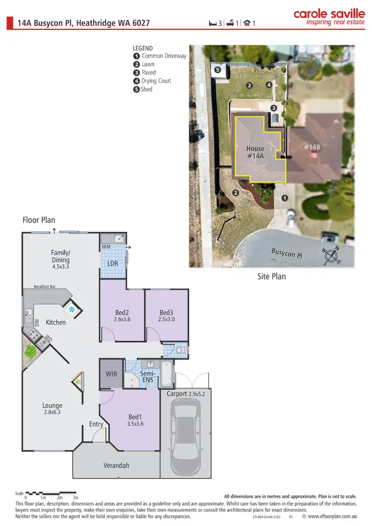 Floorplan of Homely semi-detached listing, 14A Busycon Place, Heathridge WA 6027