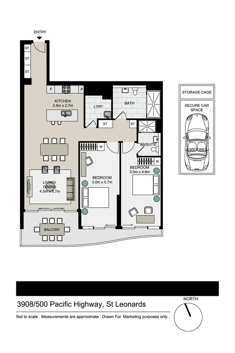 Floorplan of Homely apartment listing, 3908/500 Pacific Highway, St Leonards NSW 2065