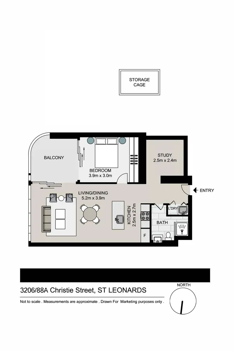 Floorplan of Homely apartment listing, 2506/88A Christie Street, St Leonards NSW 2065