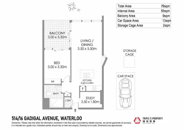 Floorplan of Homely apartment listing, 514/16 Gadigal Avenue, Waterloo NSW 2017