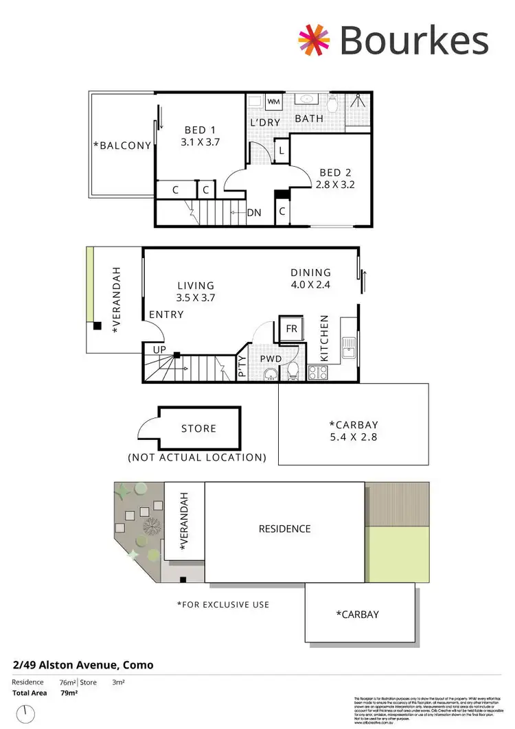 Floorplan of Homely townhouse listing, 2/49 Alston Avenue, Como WA 6152