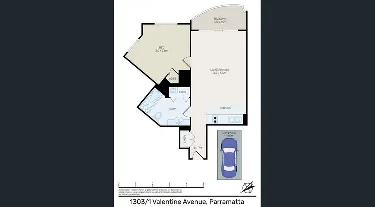 Floorplan of Homely apartment listing, 1303/1-3 Valentine Avenue, Parramatta NSW 2150