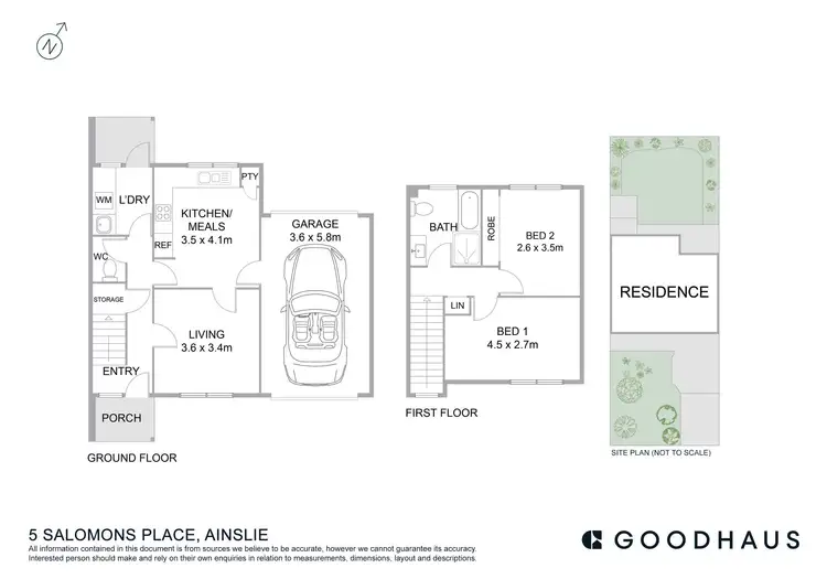 Floorplan of Homely semi-detached listing, 5 Salomons Place, Ainslie ACT 2602