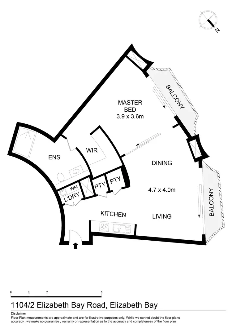 Floorplan of Homely unit listing, 1104/2 Elizabeth Bay Road, Elizabeth Bay NSW 2011