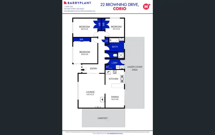 Floorplan of Homely house listing, 22 Browning Drive, Corio VIC 3214