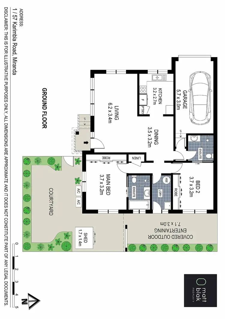 Floorplan of Homely villa listing, 1/57 Karimbla Road, Miranda NSW 2228