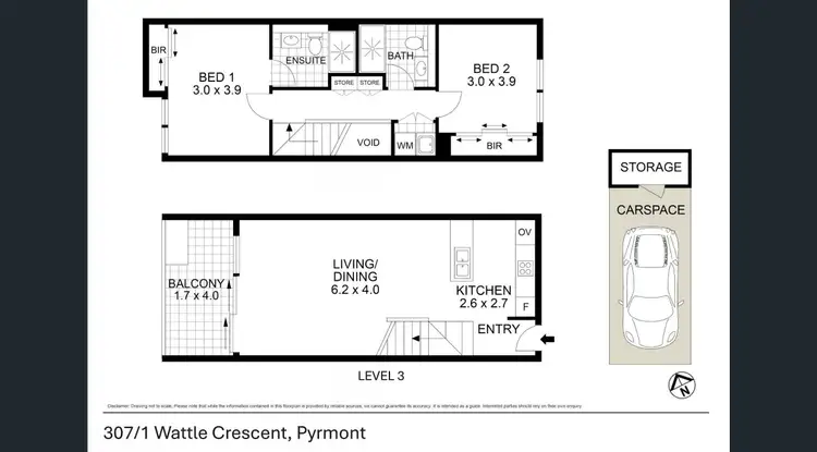Floorplan of Homely apartment listing, 307/1 Wattle Crescent, Pyrmont NSW 2009