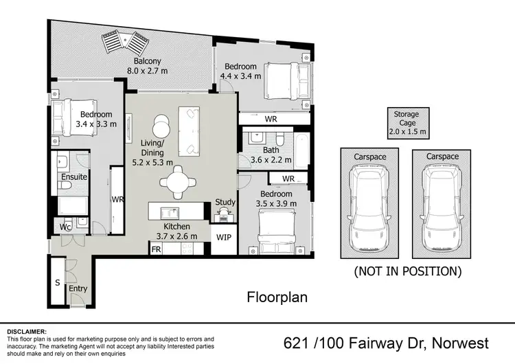 Floorplan of Homely apartment listing, 621/100 Fairway Drive, Norwest NSW 2153