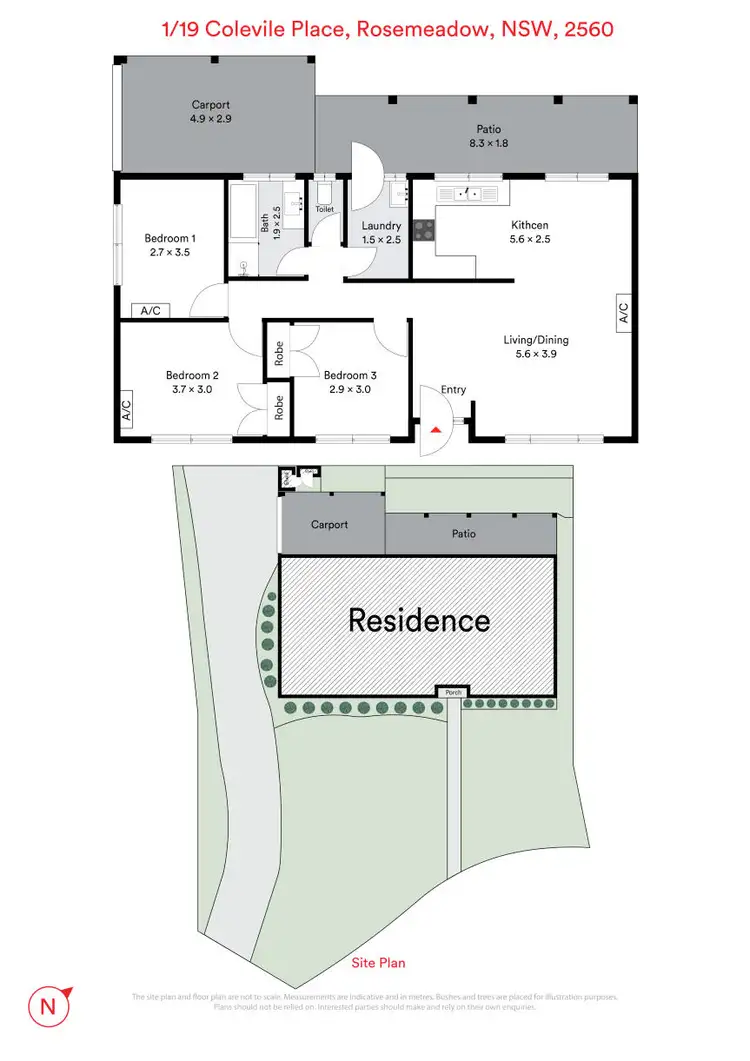 Floorplan of Homely villa listing, 1/19 Colevile Place, Rosemeadow NSW 2560