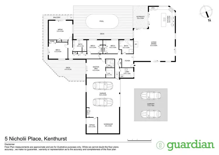 Floorplan of Homely rural property listing, 5 Nicholii Place, Kenthurst NSW 2156