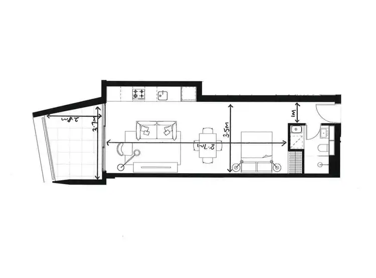 Floorplan of Homely studio listing, 1304/1A Lawson Square, Redfern NSW 2016