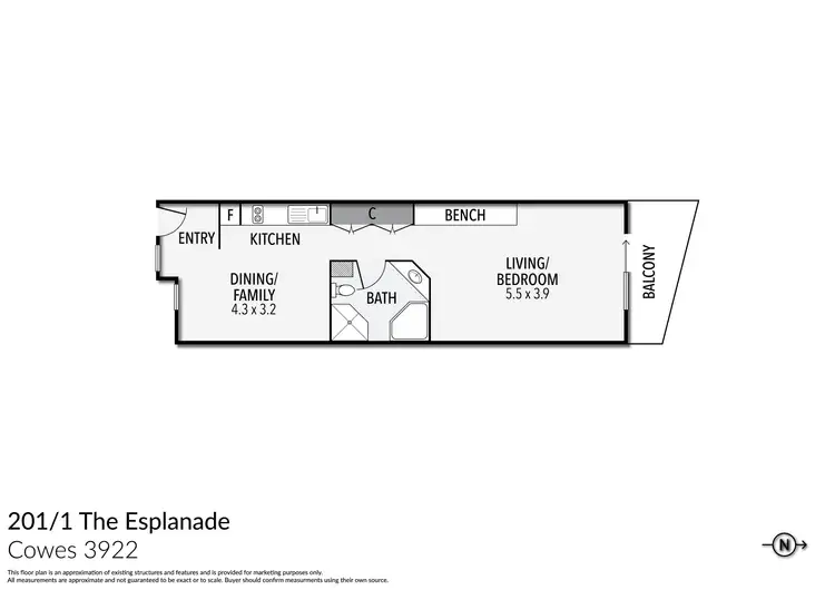 Floorplan of Homely apartment listing, 201/1 The Esplanade, Cowes VIC 3922