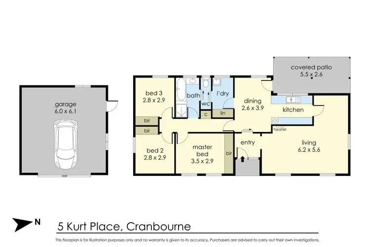 Floorplan of Homely house listing, 5 Kurt Place, Cranbourne VIC 3977