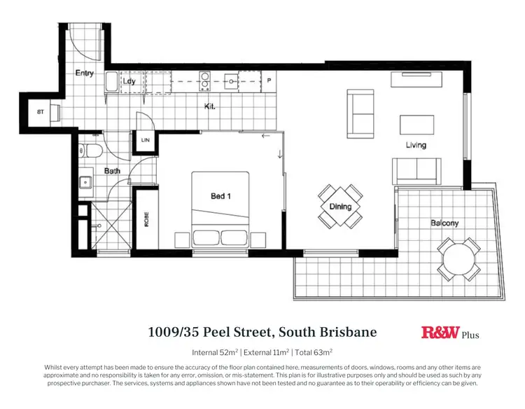 Floorplan of Homely apartment listing, 1009/35 Peel Street, South Brisbane QLD 4101