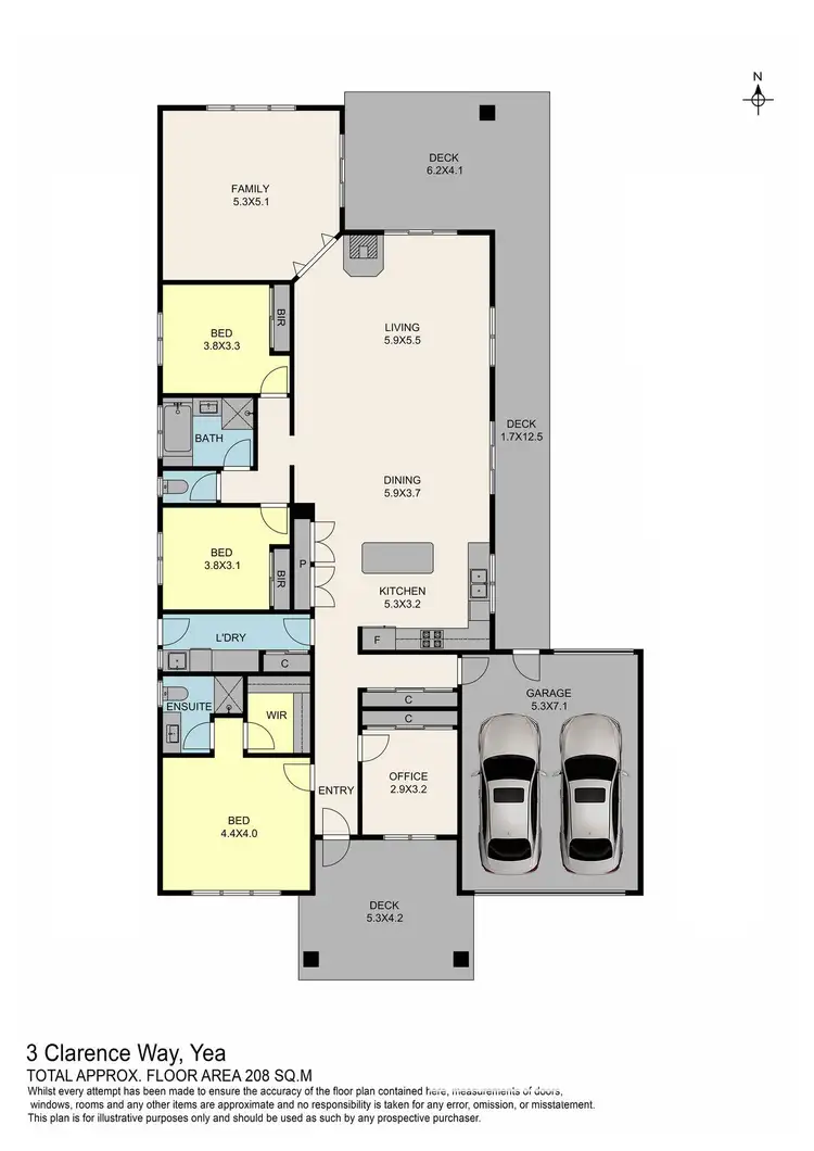 Floorplan of Homely house listing, 3 Clarence Way, Yea VIC 3717